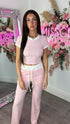 Avery Pink Contrast Trim Loungewear Set